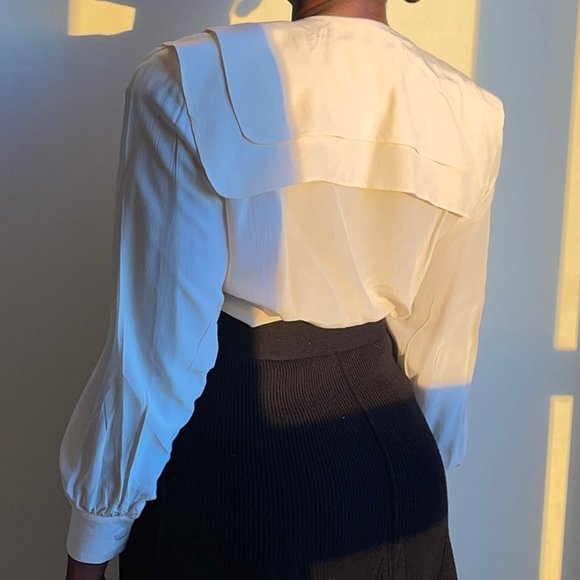 Vintage 80s CHRISTIAN DIOR Ruffled Silk Blouse - Picture 3 of 3